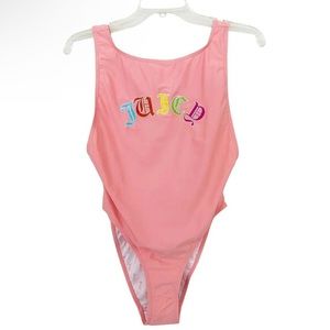 NWT Juicy Couture Black Label Pinkish Peachy One Piece Logo Swimsuit Size Medium